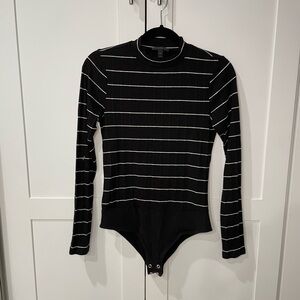 J. Crew Mockneck Stripe Ribbed Bodysuit